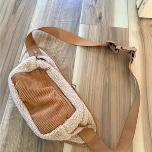 Cozy Tan Sherpa Crossbody Bag